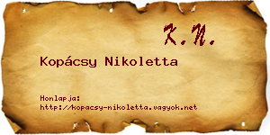 Kopácsy Nikoletta névjegykártya