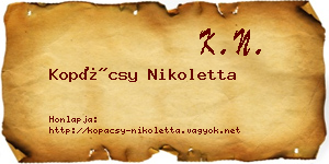 Kopácsy Nikoletta névjegykártya