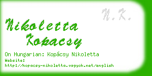 nikoletta kopacsy business card